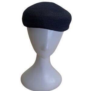 Vintage Valerie Modes Navy Blue Woven Straw Pillbox Hat For Women